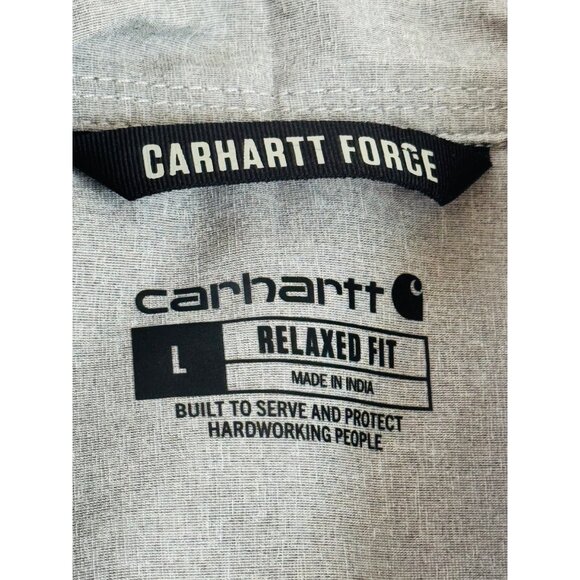 Carhartt Men's Relaxed Fit Long Sleeve Gray Button-Down Shirt.Size L - Picture 3 of 6